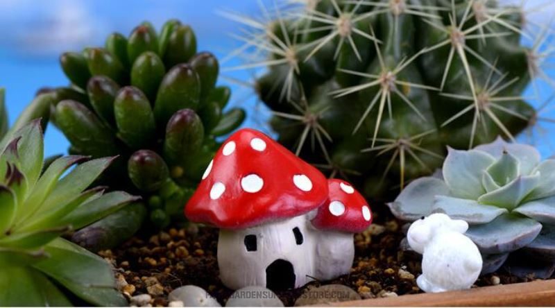 Fairy Garden Mushroom House Micro Landscape Miniature Fairy Garden Decoration Fairy Garden Accessories Mediterranean Sea Style Mushroom Castle Terrarium Bonsai Fairy House - 描述图 3