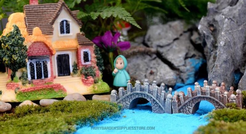 Miniature Fairy Garden Bridge Decoration Indoor Terrariums Fairy Garden Accessories Resin Palace Style Small Bridge Original Craftwork Aquarium Bonsai Decorate - 描述图 1
