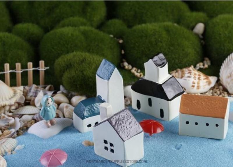 Indoor Fairy Garden Castle Church Micro Landscape Enchanted Miniature Fairy Garden Decoration Teacup Fairy Garden Accessories Bonsai Mediterranean Sea Amorous Feelings Zakka House Original Arts And Crafts - 描述图 4