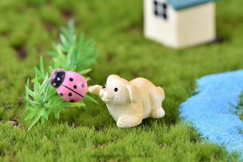 1 Piece Cute Cartoon Puppy Animal Golden Retriever Dog Small Statue Figurine Ornament Miniatures Children Decoration Fairy Garden Supply - 描述图 1