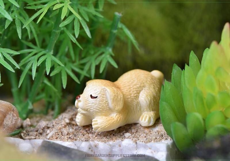 1 Piece Cute Cartoon Puppy Animal Golden Retriever Dog Small Statue Figurine Ornament Miniatures Children Decoration Fairy Garden Supply - 描述图 3
