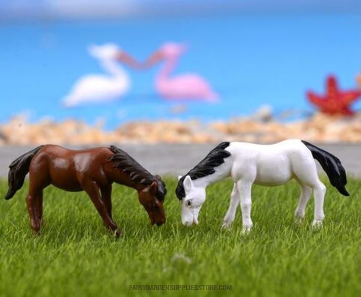 Miniature Fairy Garden Decoration Terrariums Fairy Garden Accessories Bonsai Emulational Mini New Style Horses Small Horse Pvc Doll Toy Figurine Plastic Animal - 描述图 1