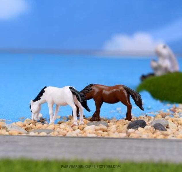 Miniature Fairy Garden Decoration Terrariums Fairy Garden Accessories Bonsai Emulational Mini New Style Horses Small Horse Pvc Doll Toy Figurine Plastic Animal - 描述图 2