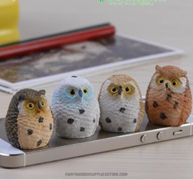 Terrariums Fairy Garden Owls Mini Fairy Garden Decoration Indoor Fairy Garden Accessories Feather Owls 4 Colour Desktop Toy Figurine Birds Succulent Plants Car Decoration Computer Ornament - 描述图 3