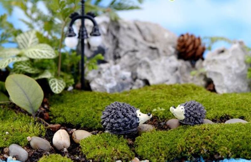 Cute Fairy Garden Hedgehogs Cartoon Animal Children Micro Landscape Resin Miniature Garden Decorate Fairy Garden Decoration Terrariums Fairy Garden Accessories Hedgehogs And Small Hedgehogs Doll Bonsai Diy Material Wholesale - 描述图 3