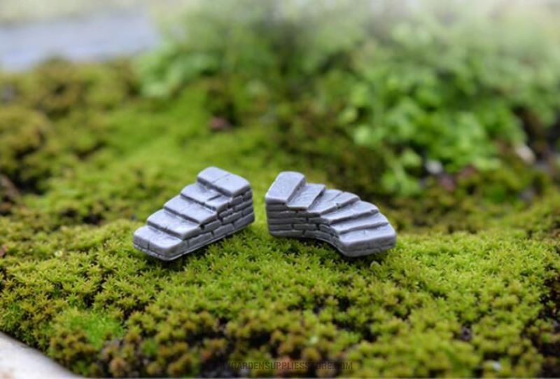 Mini Cute Resin Crafts Fairy Garden Stone Steps Micro Landscape Miniature Garden Fairy Garden Decoration Terrariums Fairy Garden Accessories Bonsai Small Ladder Stone Landscaping Decorate Diy Material Resin Craft - 描述图 2