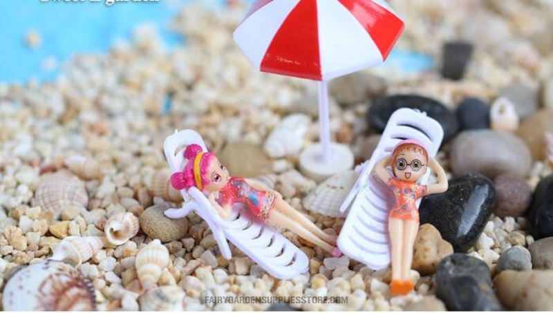 Mini Fairy Garden Boat Resin Figurines Terrariums Miniature Garden Bonsai Fairy Garden Decoration Artificial Sunshade Beach Chair Boat Anchor Life Buoy Girl Doll Seascape Fish Tank Diy Home Fairy Garden Accessories Aquarium - 描述图 4