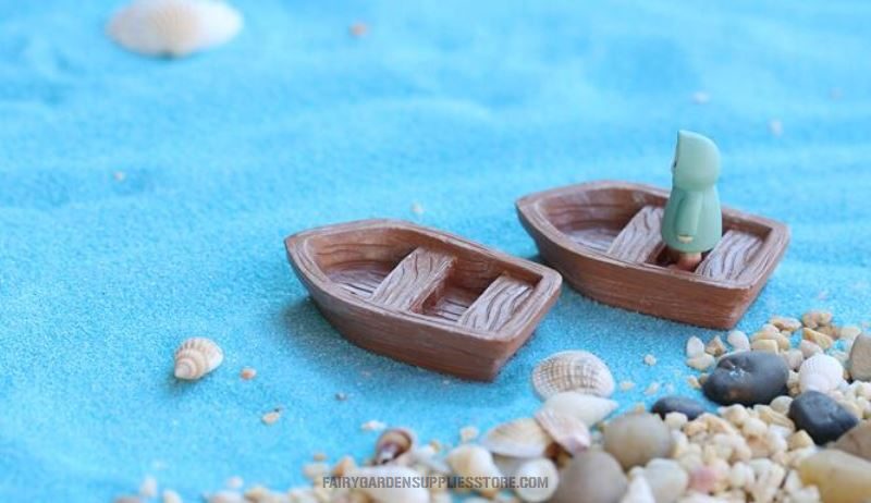 Aquarium Fairy Garden Accessories Artificial Boat Mini Craft Miniature Fairy Garden Home Decoration Houses Micro Landscaping Decor Bonsai Diy Accessories Lovely Resin Ship Table Ornaments - 描述图 2