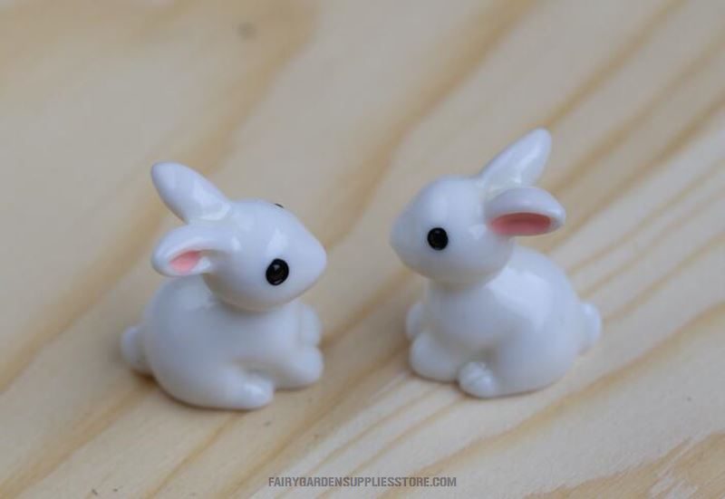 Lovely Miniature Fairy Garden Accessories Terrariums Mini Rabbit Resin Fairy Ornament Bonsai Flower Plant Pot Home Figurine Animal Decor Supply Desk Office Room Decor Cartoon Child Gift - 描述图 2
