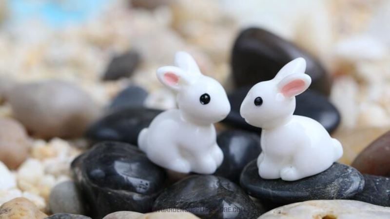 Lovely Miniature Fairy Garden Accessories Terrariums Mini Rabbit Resin Fairy Ornament Bonsai Flower Plant Pot Home Figurine Animal Decor Supply Desk Office Room Decor Cartoon Child Gift - 描述图 3