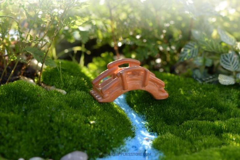Mini Fairy Garden Bridge Miniature Landscape Terrarium Decor Tool Garden Crafts Pot Bonsai Garden Accessories Aquarium Micro Landscape Model Ornament Bamboo Bridge Plastic Craft - 描述图 1