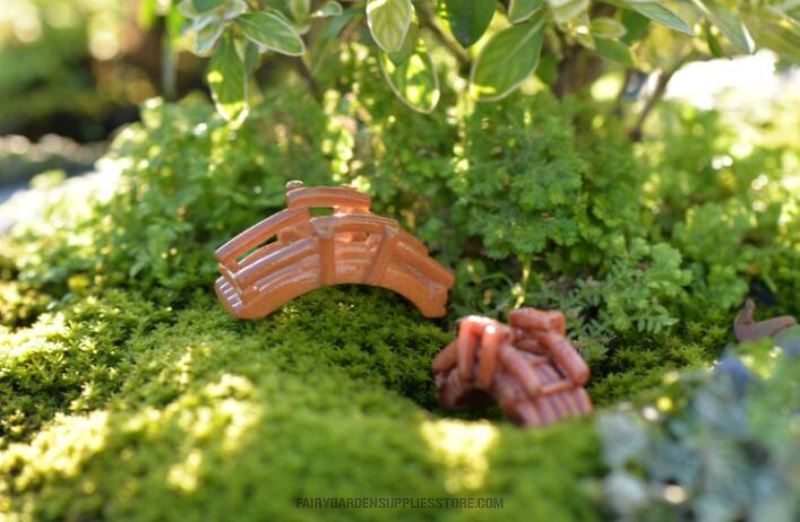 Mini Fairy Garden Bridge Miniature Landscape Terrarium Decor Tool Garden Crafts Pot Bonsai Garden Accessories Aquarium Micro Landscape Model Ornament Bamboo Bridge Plastic Craft - 描述图 2