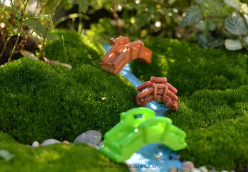 Mini Fairy Garden Bridge Miniature Landscape Terrarium Decor Tool Garden Crafts Pot Bonsai Garden Accessories Aquarium Micro Landscape Model Ornament Bamboo Bridge Plastic Craft - 描述图 3