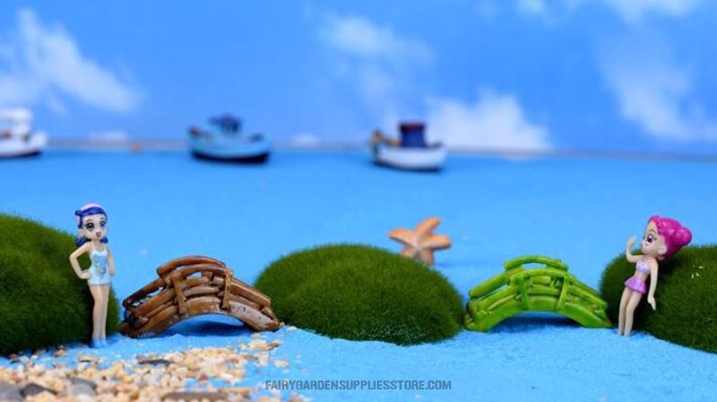 Mini Fairy Garden Bridge Miniature Landscape Terrarium Decor Tool Garden Crafts Pot Bonsai Garden Accessories Aquarium Micro Landscape Model Ornament Bamboo Bridge Plastic Craft - 描述图 5