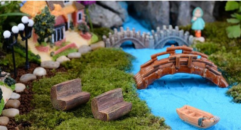 Zakka Terrariums Fairy Garden Decoration Log Stool Pot Bonsai Fairy Garden Accessories Stool Park Chairs Resin Arts And Crafts - 描述图 1