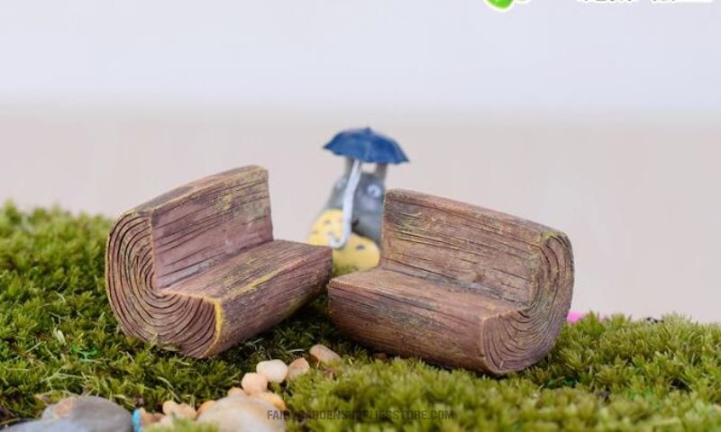 Zakka Terrariums Fairy Garden Decoration Log Stool Pot Bonsai Fairy Garden Accessories Stool Park Chairs Resin Arts And Crafts - 描述图 3