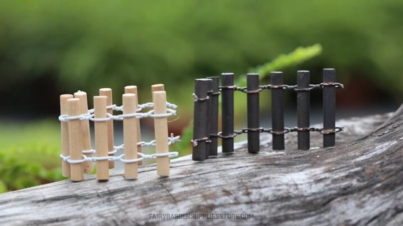 Terrariums Fairy Garden Fence Round Wooden Fence Small Fence Aquarium Micro Landscape Miniature Garden Barrier Small Fairy Garden Decoration Small Fence Fairy Garden Ornament Bend Fairy Garden Accessories Diy Toys Wooden Fence - 描述图 2