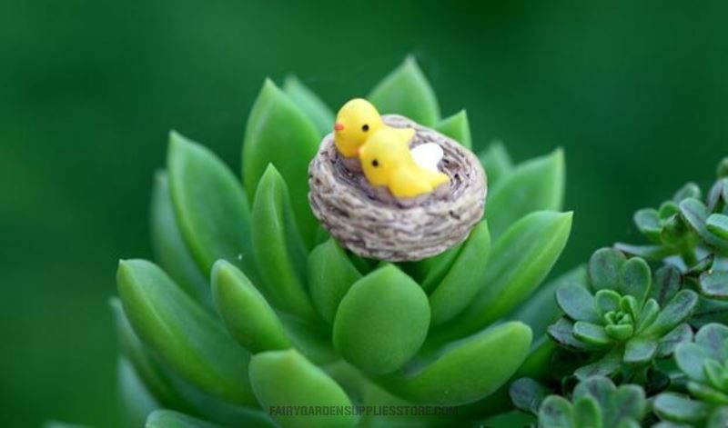 Mini Fairy Garden Bird Oriole Micro Landscape Miniature Garden Fairy Garden Decoration Fairy Garden Accessories Lovely Birds Small Cartoon Mini Fairy Garden Ornament Terrariums Bonsai Resin Nest - 描述图 1