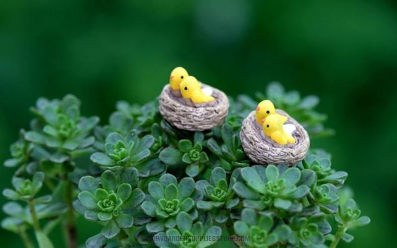Mini Fairy Garden Bird Oriole Micro Landscape Miniature Garden Fairy Garden Decoration Fairy Garden Accessories Lovely Birds Small Cartoon Mini Fairy Garden Ornament Terrariums Bonsai Resin Nest - 描述图 2