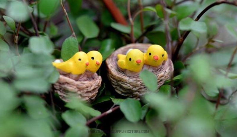 Mini Fairy Garden Bird Oriole Micro Landscape Miniature Garden Fairy Garden Decoration Fairy Garden Accessories Lovely Birds Small Cartoon Mini Fairy Garden Ornament Terrariums Bonsai Resin Nest - 描述图 3