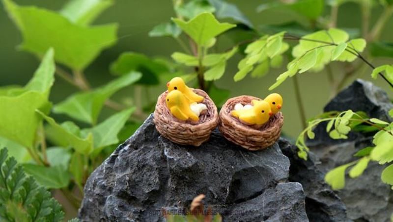 Mini Fairy Garden Bird Oriole Micro Landscape Miniature Garden Fairy Garden Decoration Fairy Garden Accessories Lovely Birds Small Cartoon Mini Fairy Garden Ornament Terrariums Bonsai Resin Nest - 描述图 4
