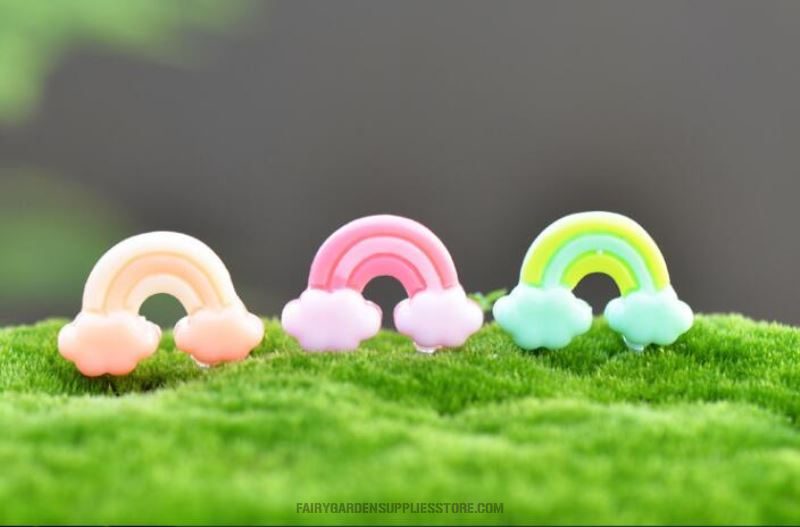 Lovely Three-colour Rainbow Pink Color Rainbow Miniature Fairy Garden Decoration Terrariums Fairy Garden Accessories Material Resin Bonsai Fairy Garden Ornament - 描述图 3