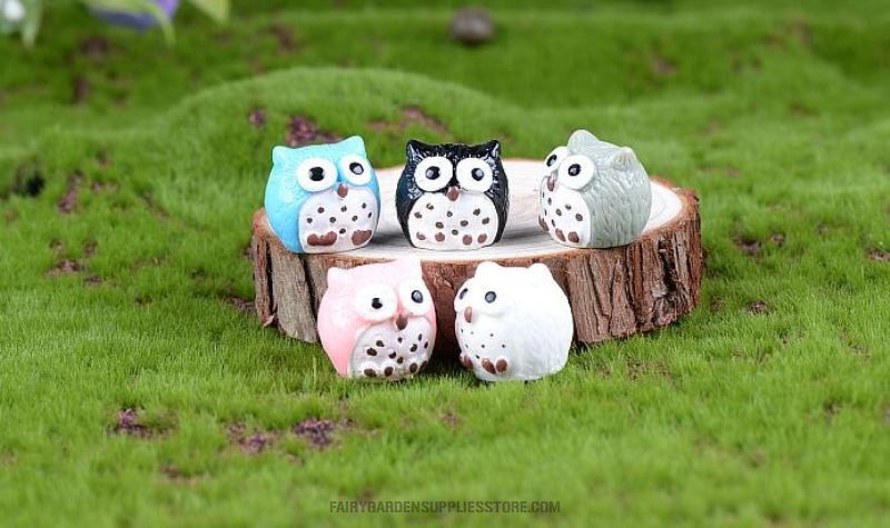 4Color Small Owls Resin Artificial Miniature Garden Fairy Garden Decoration Terrariums Fairy Garden Accessories Pot Bonsai Fairy Garden Ornament Diy Assemble Resin Small Birds Fairy Garden Animal Toys - 描述图 2