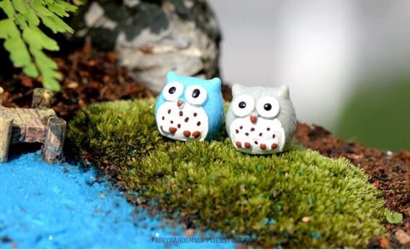 4Color Small Owls Resin Artificial Miniature Garden Fairy Garden Decoration Terrariums Fairy Garden Accessories Pot Bonsai Fairy Garden Ornament Diy Assemble Resin Small Birds Fairy Garden Animal Toys - 描述图 4