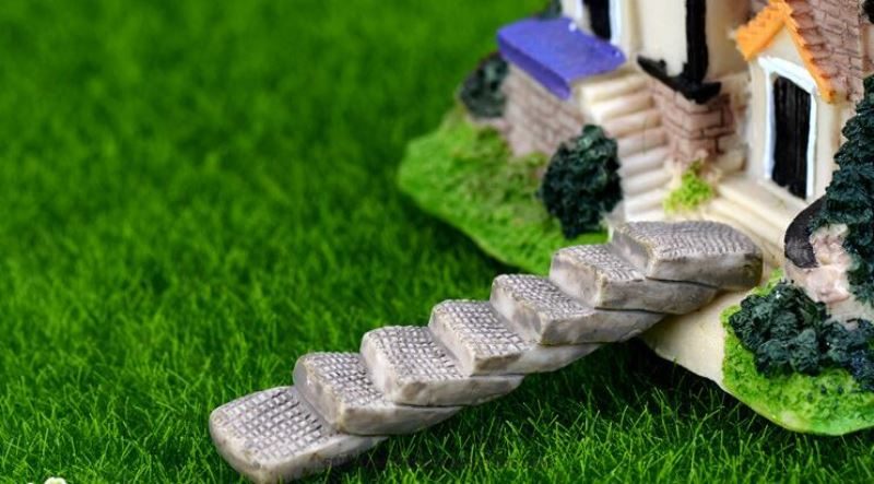 Terrariums Fairy Garden Stone Steps Emulational Stairs Bonsai Bend Small Road Ladder Aisle Diy Craft Resin Fairy Garden Decoration Fairy Garden Accessories - 描述图 1