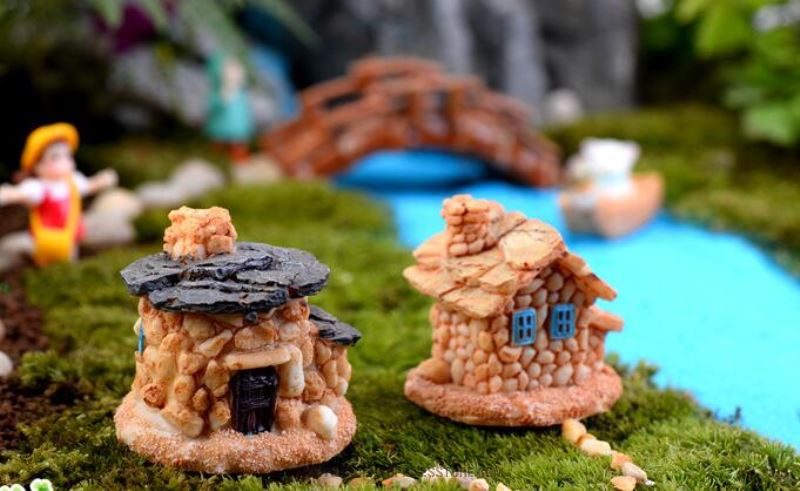 Mini House Villa Woodland Fairy Figurines Castle Diy Fairy Garden Miniatures Castles Terrarium Figurines Bonsai Fairy Garden Accessories Elves Castle Stone House Ecology Bottle Bonsai - 描述图 4