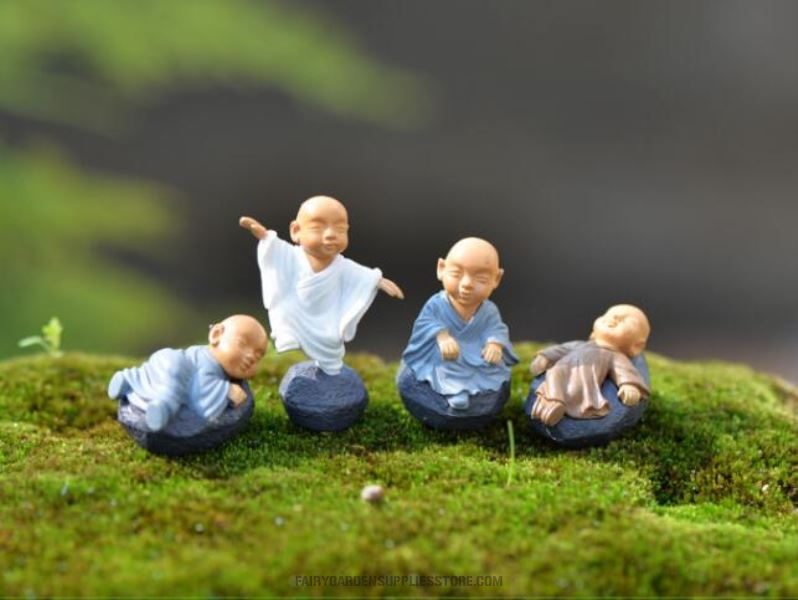 Fairy Garden Decoration Monk Figurine Fairy Home Decoration Children Gift Kawaii Chinese Buddhist Monks Miniature Bonsai Garden Furniture Car Interior Decoration Resin Craft - 描述图 2
