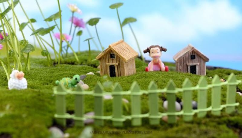 Mini Farm Hut Micro Landscape Miniature Garden Terrariums Fairy Garden Ornament Resin Frame House Diy Assemble Small Fairy Garden Decoration Bonsai Fairy Garden Accessories Toys - 描述图 2
