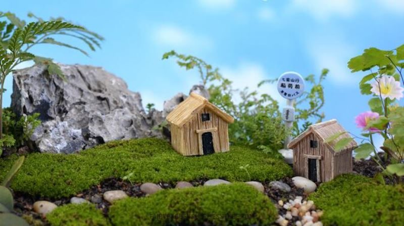 Mini Farm Hut Micro Landscape Miniature Garden Terrariums Fairy Garden Ornament Resin Frame House Diy Assemble Small Fairy Garden Decoration Bonsai Fairy Garden Accessories Toys - 描述图 5