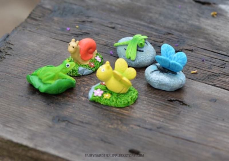 Mini Fairy Garden Decoration Terrariums Fairy Garden Accessories Bonsai Resin Stone Animal Snail Bee Frog Dragonfly Ladybug Artificial Diy Material Wholesale - 描述图 2