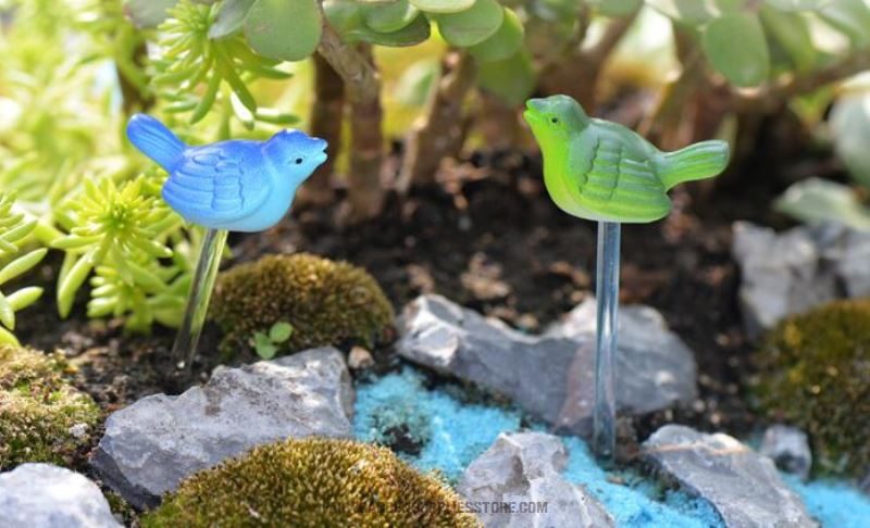 Cute 4Color Small Birds Diy Assemble Pot Bonsai Resin Craftwork Moss Fairy Garden Micro Landscape Miniature Garden Ecology Bottle Fairy Garden Decoration Emulational Animals - 描述图 1