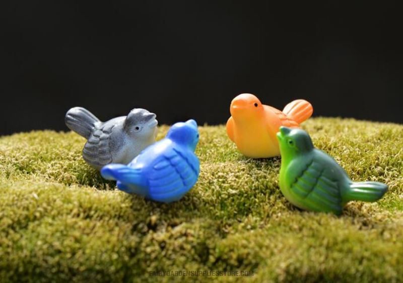Cute 4Color Small Birds Diy Assemble Pot Bonsai Resin Craftwork Moss Fairy Garden Micro Landscape Miniature Garden Ecology Bottle Fairy Garden Decoration Emulational Animals - 描述图 2