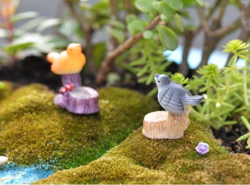 Cute 4Color Small Birds Diy Assemble Pot Bonsai Resin Craftwork Moss Fairy Garden Micro Landscape Miniature Garden Ecology Bottle Fairy Garden Decoration Emulational Animals - 描述图 4