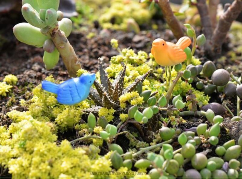 Cute 4Color Small Birds Diy Assemble Pot Bonsai Resin Craftwork Moss Fairy Garden Micro Landscape Miniature Garden Ecology Bottle Fairy Garden Decoration Emulational Animals - 描述图 6