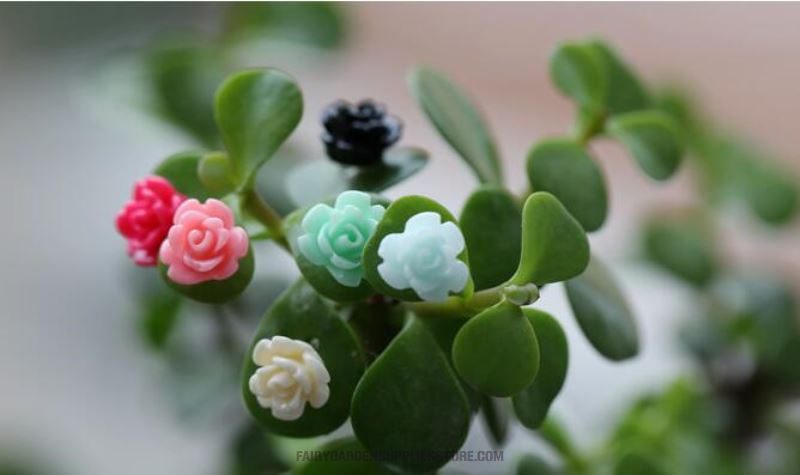 Lovely Mini Fairy Garden Flower Emulational Plant Terrariums Micro Landscape Miniature Garden Rose Resin Craftwork Small Fairy Garden Ornament Fairy Garden Accessories Decorate Pot Bonsai Diy Material - 描述图 1