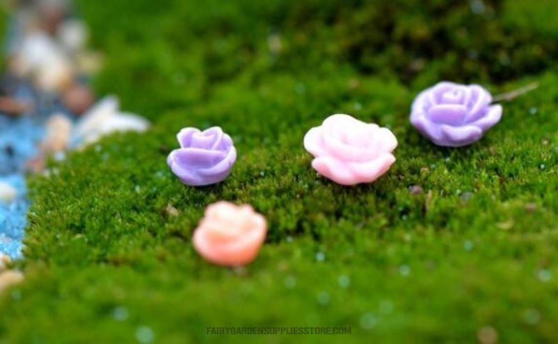 Lovely Mini Fairy Garden Flower Emulational Plant Terrariums Micro Landscape Miniature Garden Rose Resin Craftwork Small Fairy Garden Ornament Fairy Garden Accessories Decorate Pot Bonsai Diy Material - 描述图 2