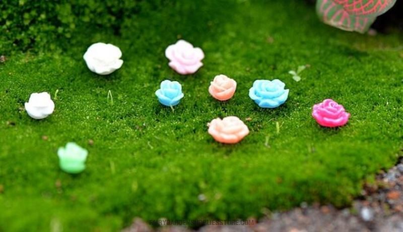 Lovely Mini Fairy Garden Flower Emulational Plant Terrariums Micro Landscape Miniature Garden Rose Resin Craftwork Small Fairy Garden Ornament Fairy Garden Accessories Decorate Pot Bonsai Diy Material - 描述图 4