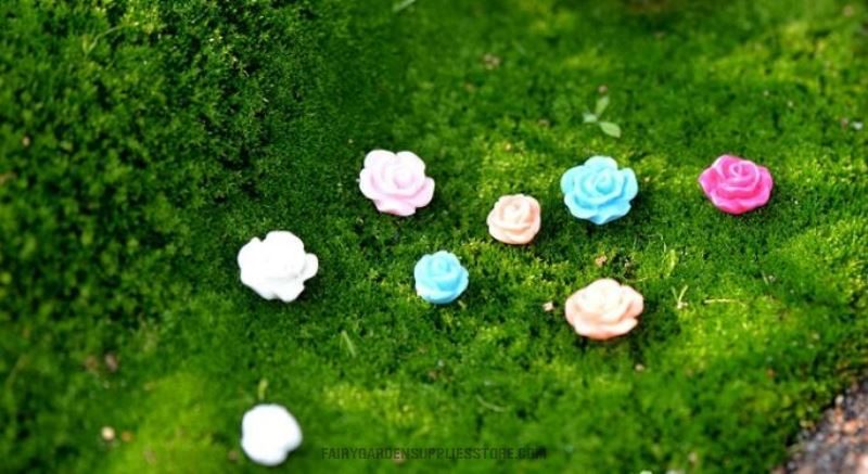 Lovely Mini Fairy Garden Flower Emulational Plant Terrariums Micro Landscape Miniature Garden Rose Resin Craftwork Small Fairy Garden Ornament Fairy Garden Accessories Decorate Pot Bonsai Diy Material - 描述图 5