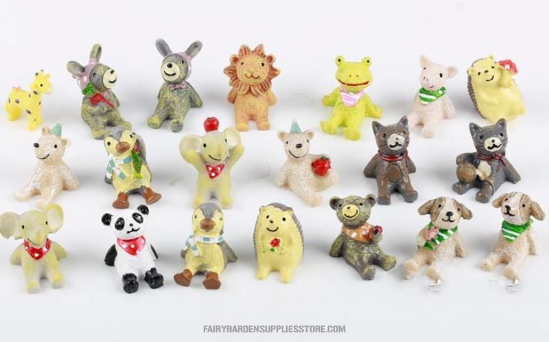 Small Animal Resin Pot Bonsai Fairy Garden Decoration Aquarium Fairy Garden Accessories 20Style Terrariums Small Animal Arts And Crafts Artificial Lion Elephant Donkey Bear Hedgehog Penguin Lovely Gift - 描述图 1