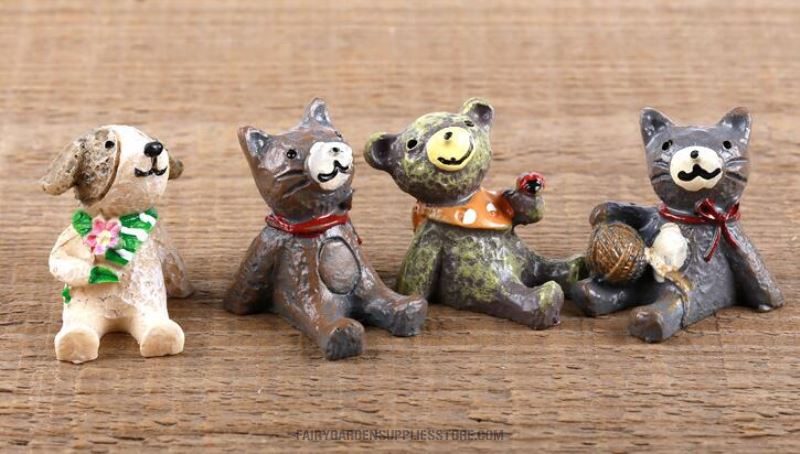 Small Animal Resin Pot Bonsai Fairy Garden Decoration Aquarium Fairy Garden Accessories 20Style Terrariums Small Animal Arts And Crafts Artificial Lion Elephant Donkey Bear Hedgehog Penguin Lovely Gift - 描述图 3