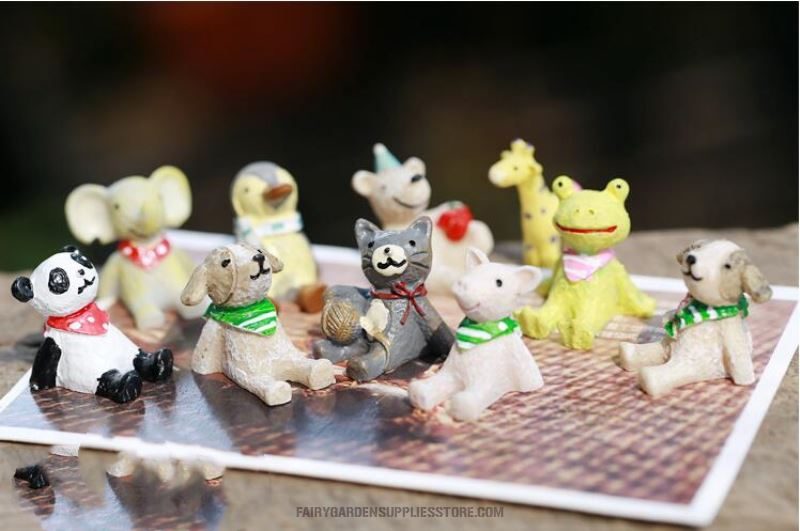 Small Animal Resin Pot Bonsai Fairy Garden Decoration Aquarium Fairy Garden Accessories 20Style Terrariums Small Animal Arts And Crafts Artificial Lion Elephant Donkey Bear Hedgehog Penguin Lovely Gift - 描述图 5