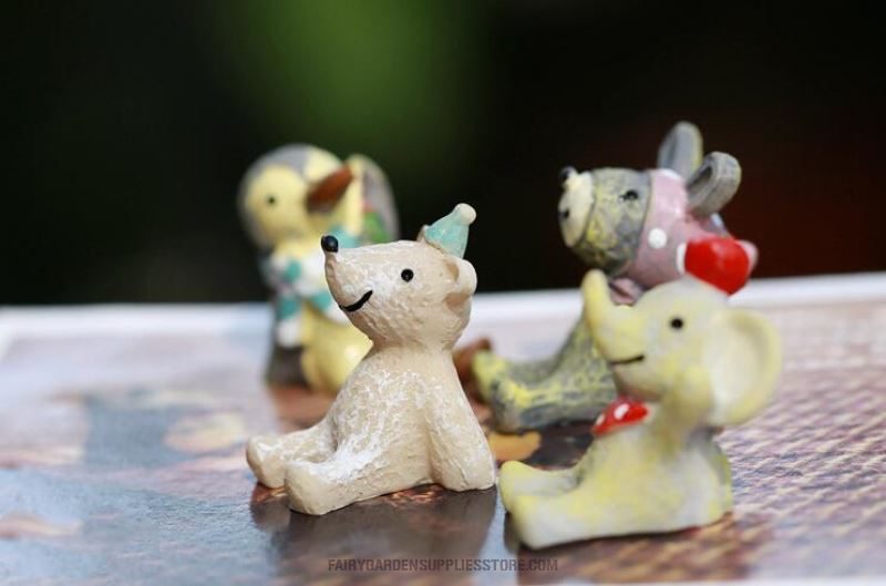 Small Animal Resin Pot Bonsai Fairy Garden Decoration Aquarium Fairy Garden Accessories 20Style Terrariums Small Animal Arts And Crafts Artificial Lion Elephant Donkey Bear Hedgehog Penguin Lovely Gift - 描述图 6