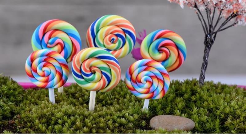 Mini Resin Lollipop Terrariums Fairy Garden Accessories Micro Landscape Miniature Garden Fairy Garden Ornament Lovely Lollipop Diy Assemble Fairy Garden Decoration Fairy Garden Toys - 描述图 4