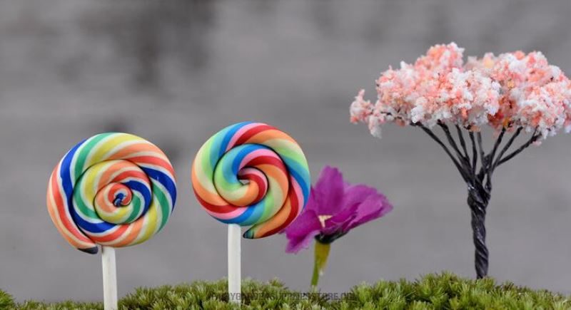 Mini Resin Lollipop Terrariums Fairy Garden Accessories Micro Landscape Miniature Garden Fairy Garden Ornament Lovely Lollipop Diy Assemble Fairy Garden Decoration Fairy Garden Toys - 描述图 5