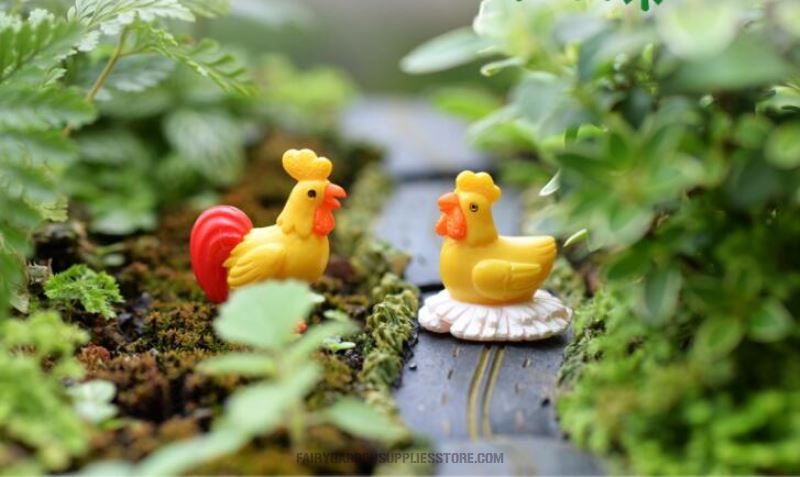 Mini Resin Cock Hen Moss Fairy Garden Micro Landscape Miniature Garden Decorate Terrariums Fairy Garden Decoration Pot Bonsai Fairy Garden Accessories Rooster Mini Emulational Chicken Pvc Toy Figurine Animal Doll - 描述图 1
