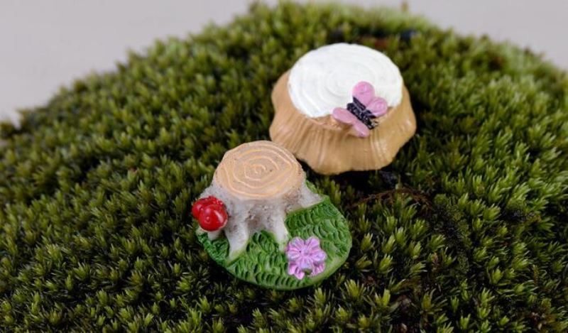 Mini Fairy Garden Accessories Artificial Mushroom Tree Stump Bonsai Miniature Fairy Garden Terrarium Home Houses Decoration Mini Craft Micro Landscaping Decor Diy Fairy Garden Ornament Flower Pot Plant Decoration Figurine - 描述图 1